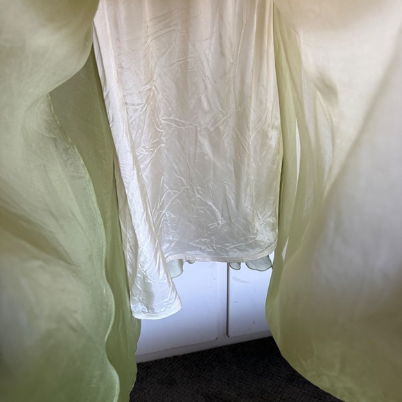 Kay Unger Yellow Green Silk Midi Dress Size 6 Fairycore - Picture 5 of 12
